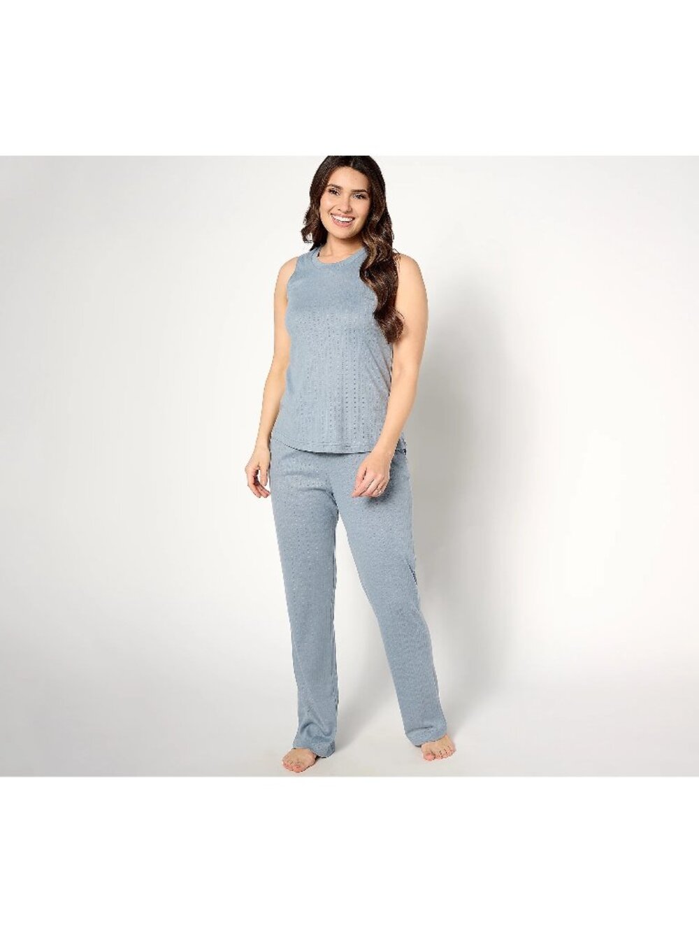 Bumblebella by Jill Martin Dreamy Pointelle Tank & Pant Set Small Denim Wash NEW